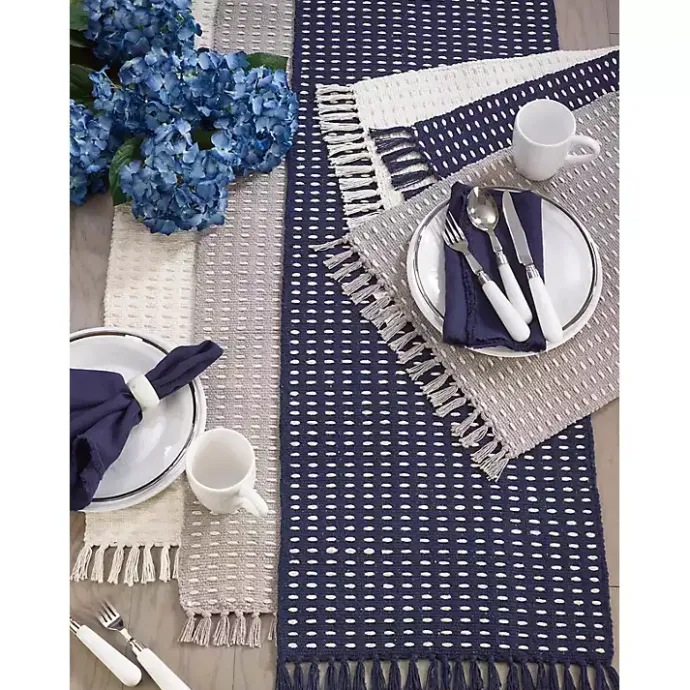 Outlet Kirklands Home Woven Dashed Placemats, Set of 4 Gray