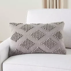 Clearance Kirklands Home Woven Diamonds Lumbar Pillow Gray