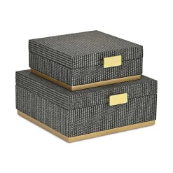 Best Kirklands Home Gray Woven Square Decorative Boxes, Set of 2