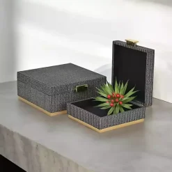 Best Kirklands Home Gray Woven Square Decorative Boxes, Set of 2