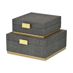 Best Kirklands Home Gray Woven Square Decorative Boxes, Set of 2