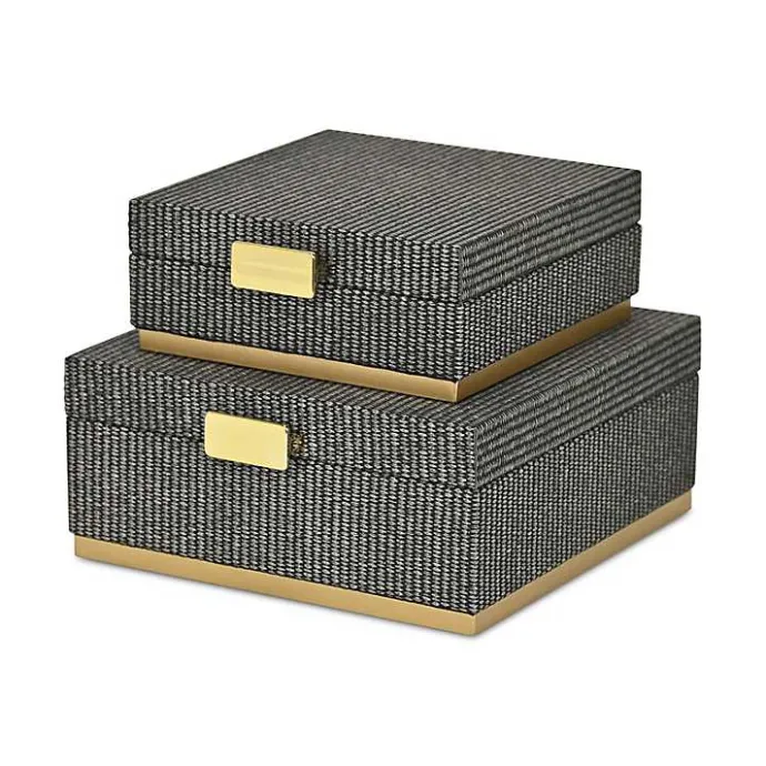 Best Kirklands Home Gray Woven Square Decorative Boxes, Set of 2