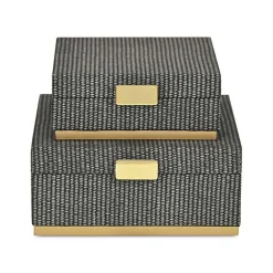 Best Kirklands Home Gray Woven Square Decorative Boxes, Set of 2
