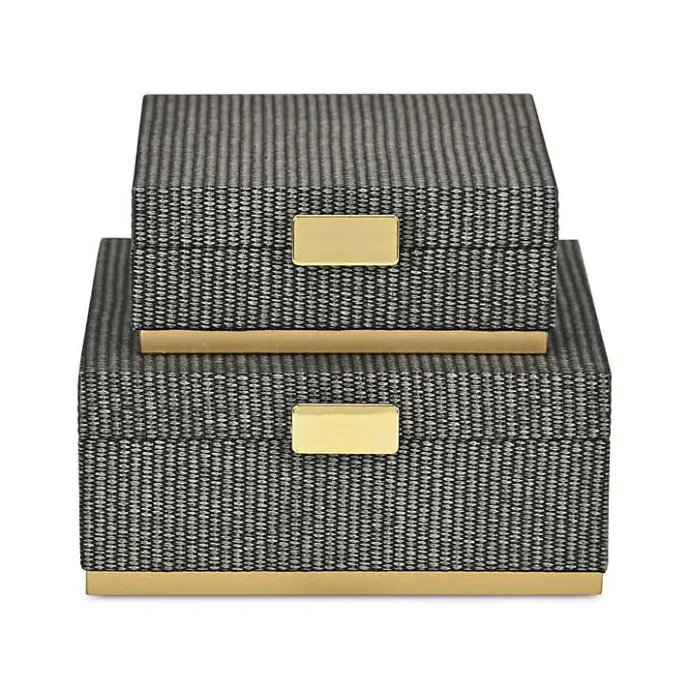 Best Kirklands Home Gray Woven Square Decorative Boxes, Set of 2