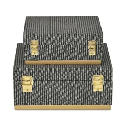 Best Kirklands Home Gray Woven Square Decorative Boxes, Set of 2