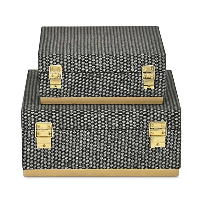 Best Kirklands Home Gray Woven Square Decorative Boxes, Set of 2