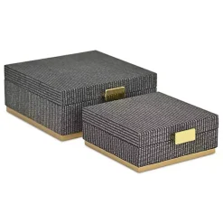 Best Kirklands Home Gray Woven Square Decorative Boxes, Set of 2