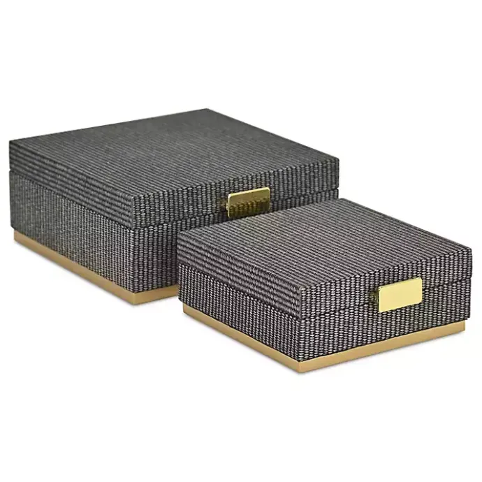 Best Kirklands Home Gray Woven Square Decorative Boxes, Set of 2
