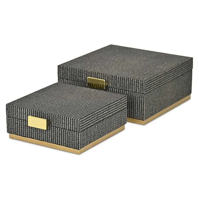 Best Kirklands Home Gray Woven Square Decorative Boxes, Set of 2