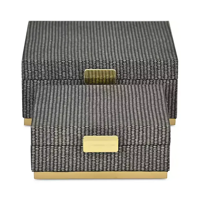 Best Kirklands Home Gray Woven Square Decorative Boxes, Set of 2