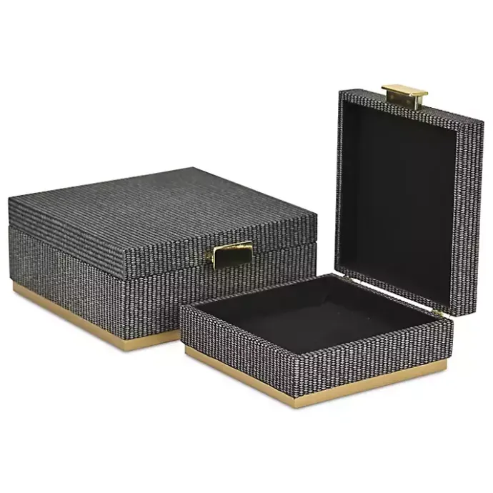 Best Kirklands Home Gray Woven Square Decorative Boxes, Set of 2