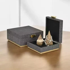 Best Kirklands Home Gray Woven Square Decorative Boxes, Set of 2