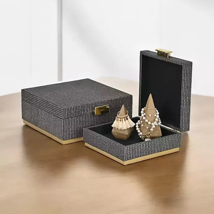 Best Kirklands Home Gray Woven Square Decorative Boxes, Set of 2