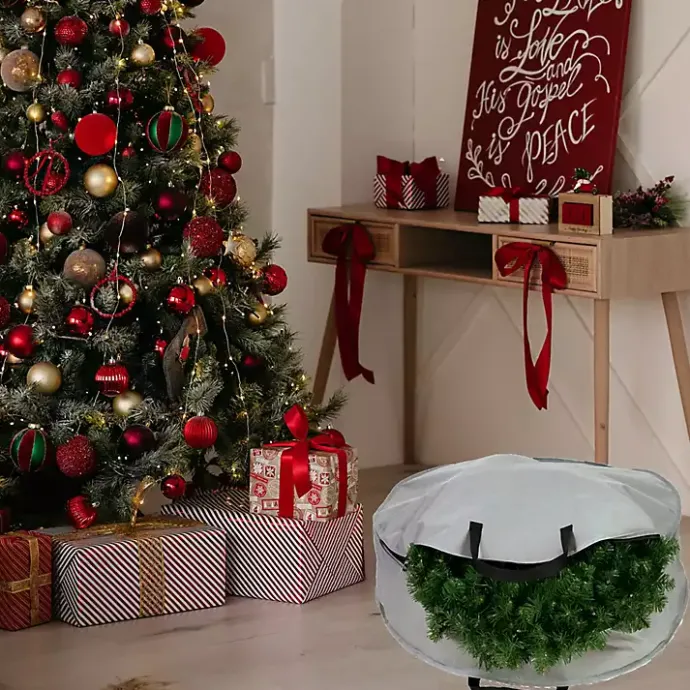 Best Kirklands Home Wreath Storage Bag, 36 in. Gray