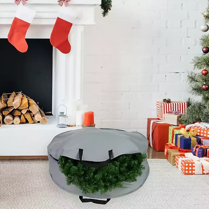 Outlet Kirklands Home Wreath Storage Bag, 30 in. Gray