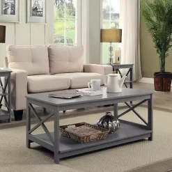 Kirklands Home X-Frame Single Shelf Coffee Table Gray