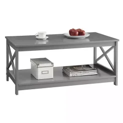 Kirklands Home X-Frame Single Shelf Coffee Table Gray