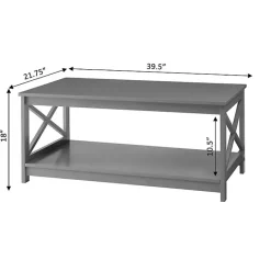 Kirklands Home X-Frame Single Shelf Coffee Table Gray