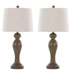Sale Kirklands Home Gray-Brown Spindle Table Lamps, Set of 2 Tan