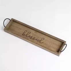Kirklands Home wash Wood Blessed Tray Gray