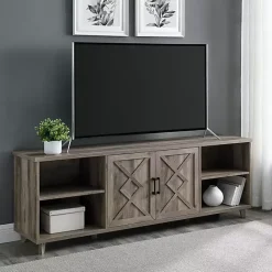 Sale Kirklands Home wash Wood Helix Open Shelf TV Stand Gray
