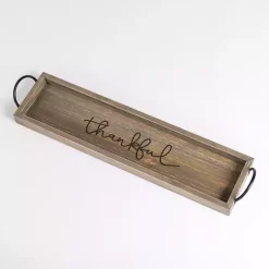 Outlet Kirklands Home wash Wood Thankful Tray Gray