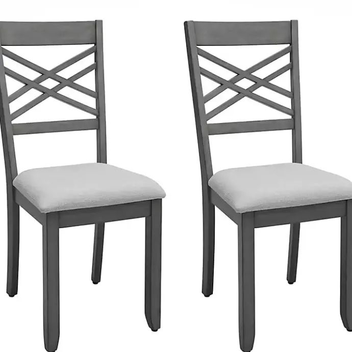 Hot Kirklands Home Graywash Wood X-Back Dining Chairs, Set of 2 White