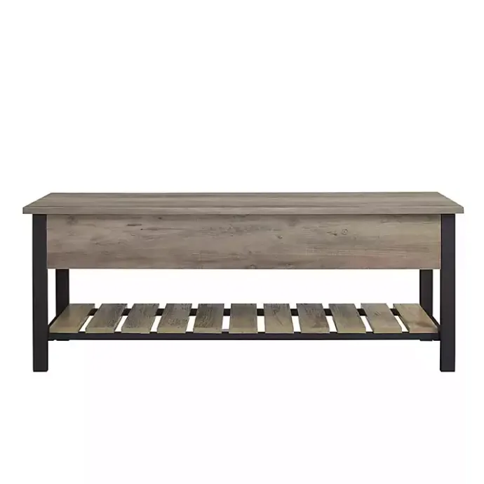 New Kirklands Home washed Lift-Top Storage Bench Gray