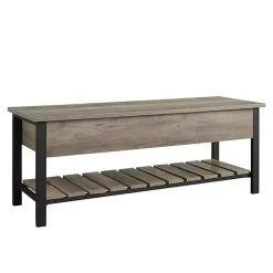 New Kirklands Home washed Lift-Top Storage Bench Gray