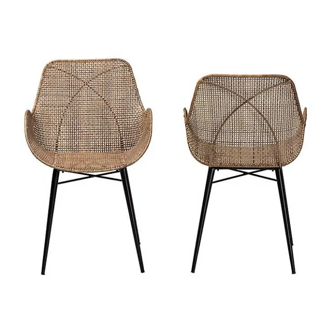 Outlet Kirklands Home Graywashed Metal Flared Dining Chairs, Set of 2 Brown