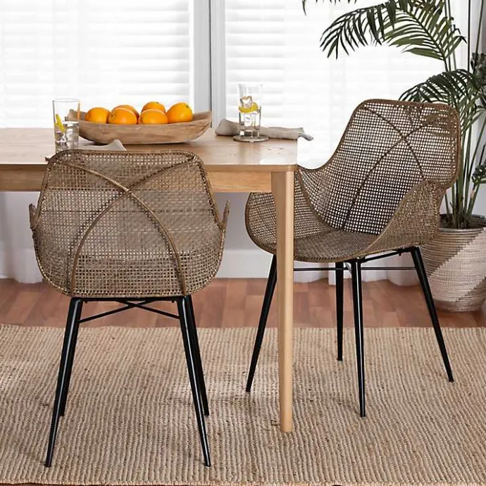 Outlet Kirklands Home Graywashed Metal Flared Dining Chairs, Set of 2 Brown