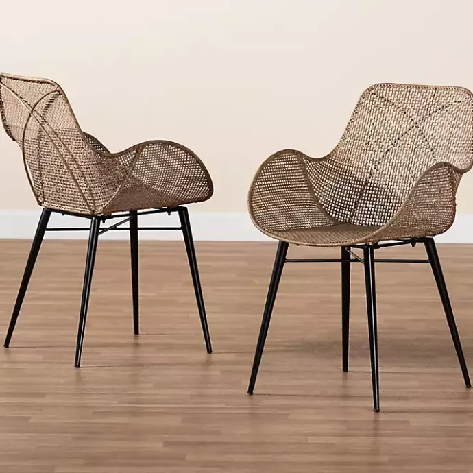 Outlet Kirklands Home Graywashed Metal Flared Dining Chairs, Set of 2 Brown