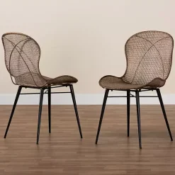 Sale Kirklands Home Graywashed Rattan Dining Chairs, Set of 2 Brown