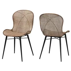 Sale Kirklands Home Graywashed Rattan Dining Chairs, Set of 2 Brown