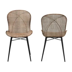 Sale Kirklands Home Graywashed Rattan Dining Chairs, Set of 2 Brown