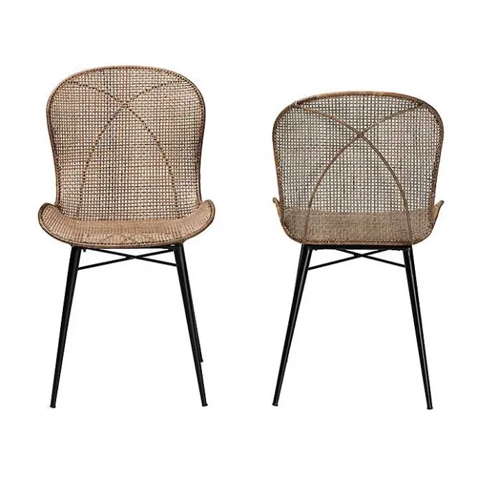 Sale Kirklands Home Graywashed Rattan Dining Chairs, Set of 2 Brown