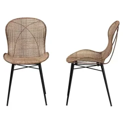 Sale Kirklands Home Graywashed Rattan Dining Chairs, Set of 2 Brown