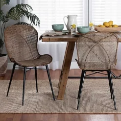 Sale Kirklands Home Graywashed Rattan Dining Chairs, Set of 2 Brown