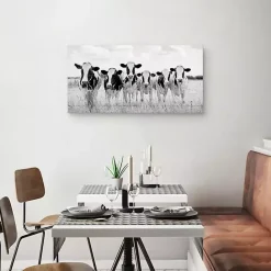 Sale Kirklands Home Grazing Cow Monochrome Canvas Art Print, 35x17 in.