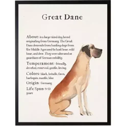 New Kirklands Home Great Dane Facts Framed Wall Plaque
