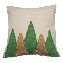 Discount Kirklands Home Green and Brown Trees Christmas Pillow