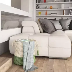 Online Kirklands Home Green and Cream Woven Basket with Tassel, 17 in.