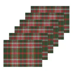 Sale Kirklands Home Green and Red Axel Plaid Placemats, Set of 6