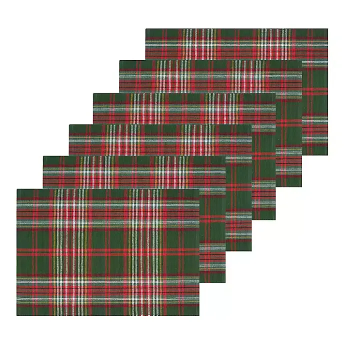 Sale Kirklands Home Green and Red Axel Plaid Placemats, Set of 6