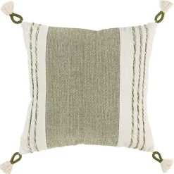 Hot Kirklands Home Green and White Block Loop Throw Pillow