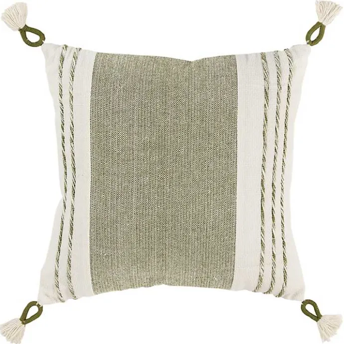 Hot Kirklands Home Green and White Block Loop Throw Pillow