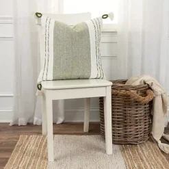 Hot Kirklands Home Green and White Block Loop Throw Pillow