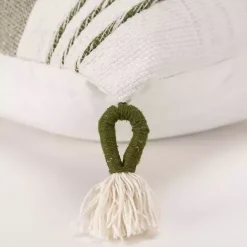 Hot Kirklands Home Green and White Block Loop Throw Pillow