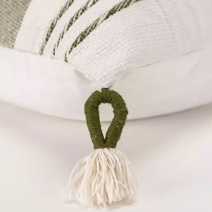 Hot Kirklands Home Green and White Block Loop Throw Pillow