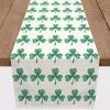New Kirklands Home Green and White Clover Grid Table Runner, 90 in.